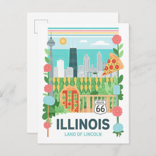 Postal Illinois Land of Lincoln USA Summer Travel (Anverso / Reverso)