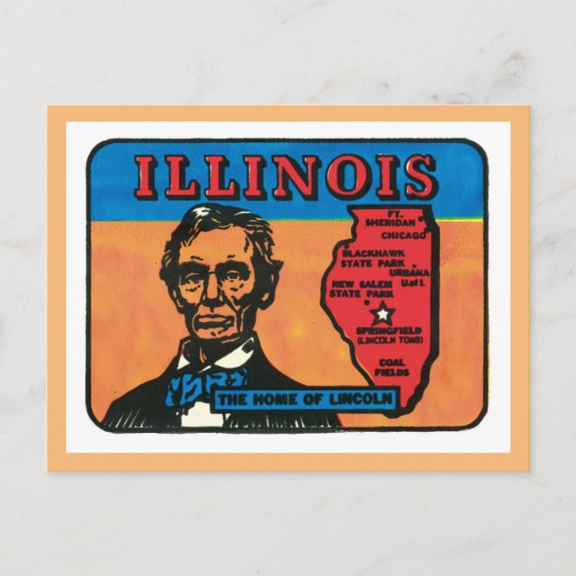 Postal Illinois Lincoln Presidente Vintage State  (Anverso)