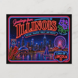 Postal Illinois Neon Estado Retro Vintage