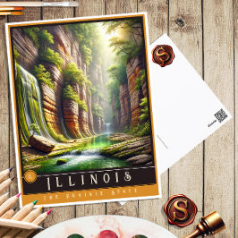 Postal Illinois | Postcarta estatal hiperrealista