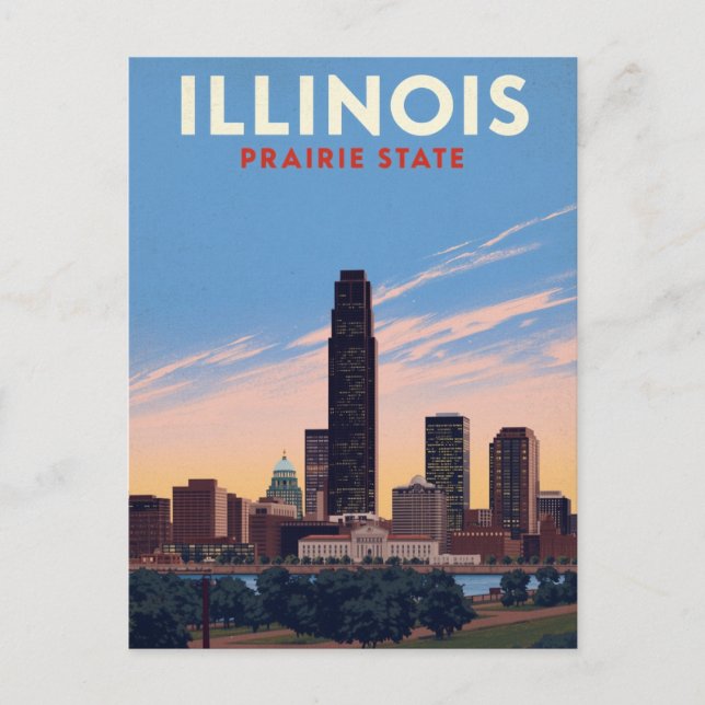 Postal Illinois Prairie State Chicago Skyline (Anverso)