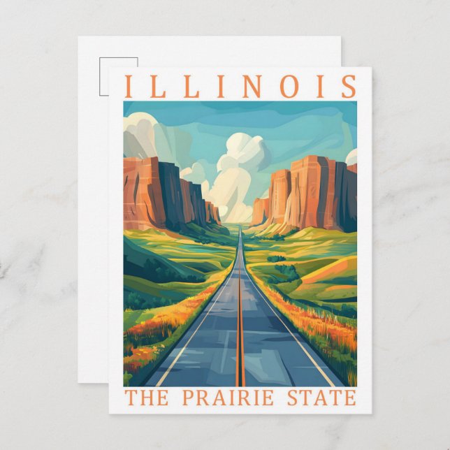 Postal Illinois Prairie State USA Travel Place (Anverso / Reverso)