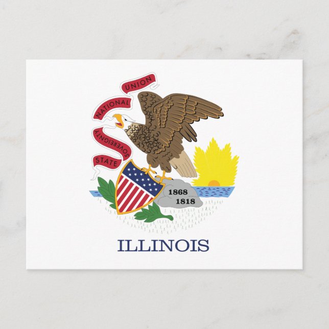 Postal Illinois State Flag Land of Lincoln Eagle Seal (Anverso)