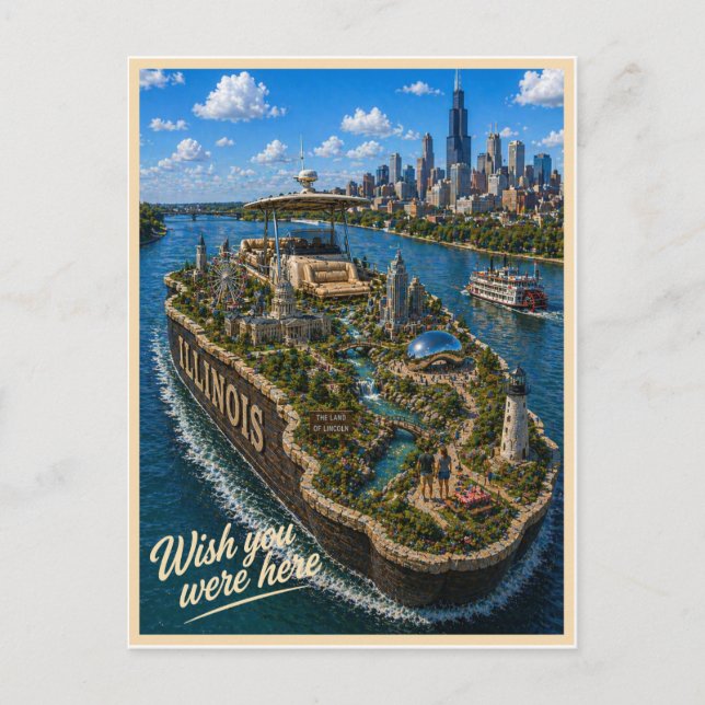 Postal Illinois | Wish You Were Here | Serie del Estado (Anverso)