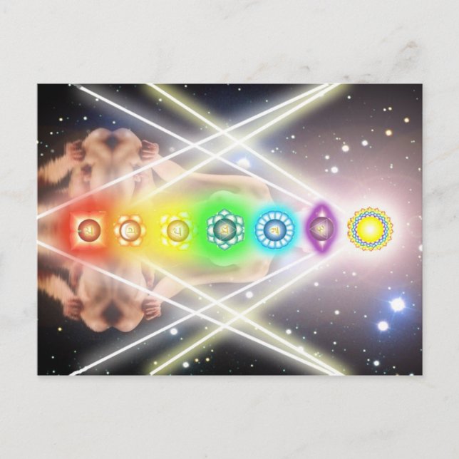 Postal Iluminación de chakra de meditación ligera (Anverso)