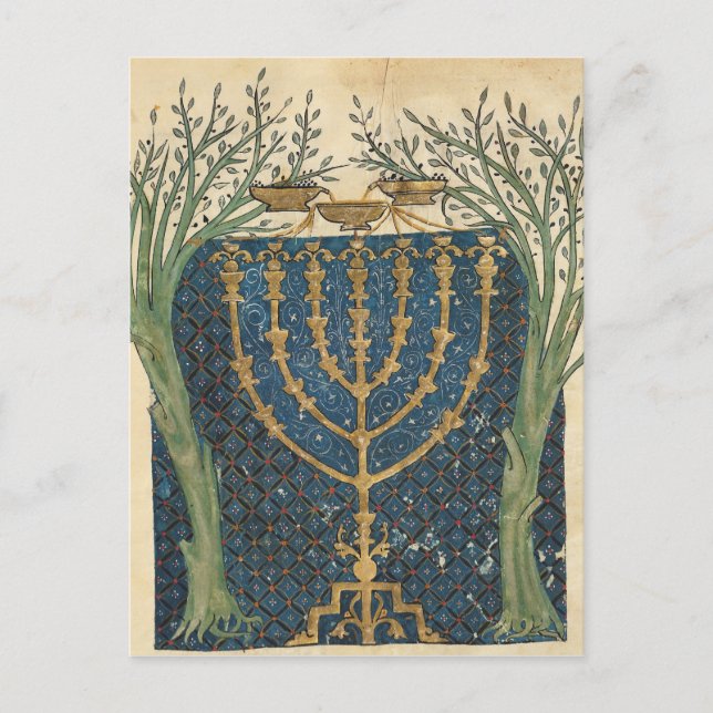 Postal Iluminación de una menorah, de (Anverso)