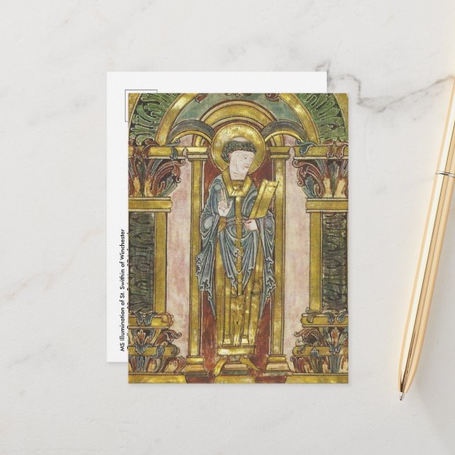 Postal Iluminación del MS de San Swithin de Winchester (D (Anverso/Reverso In Situ)