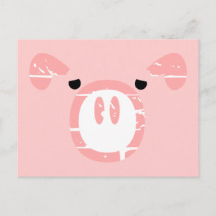 Postal Ilusión de la cara de cerdo.