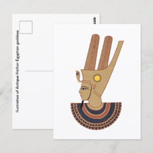Postal ilusión de la diosa egipcia de la antigua Hathor