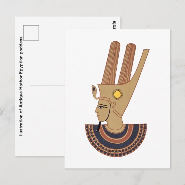 Postal ilusión de la diosa egipcia de la antigua Hathor (Anverso / Reverso)