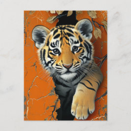 Postal Ilusión en 3D del tigre