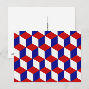 Postal - Ilusión en bloques rojo, blanco y azul