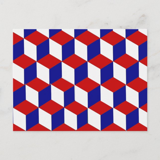 Postal - Ilusión en bloques rojo, blanco y azul (Anverso)
