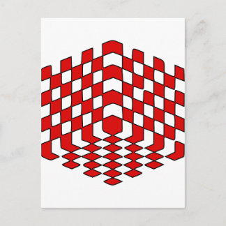 Postal Ilusión óptica de cubo rojo 3D