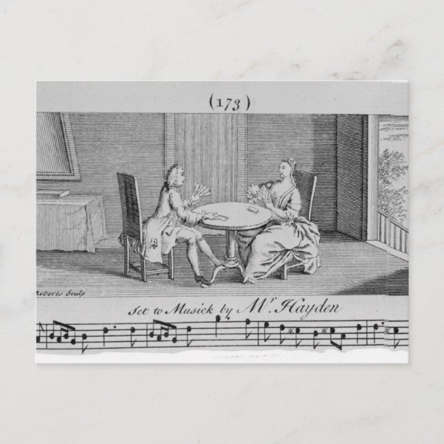 Postal Ilustracion a hoja de música por Joseph Haydn (Anverso)