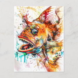 Postal Ilustracion acuático abstracto de un huevo de mar