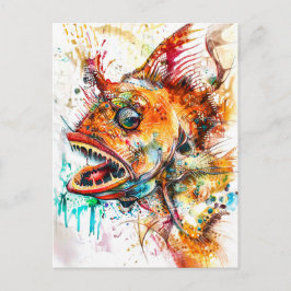 Postal Ilustracion acuático abstracto de un huevo de mar 