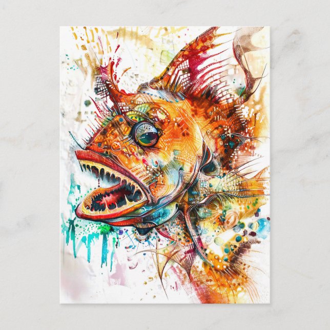 Postal Ilustracion acuático abstracto de un huevo de mar  (Anverso)