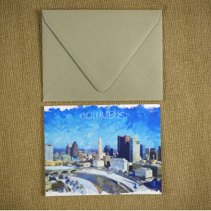 Postal Ilustracion acuático Columbus Ohio City