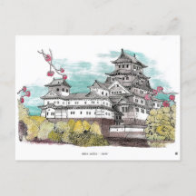 Ilustracion acuático del Castillo de Osaka Japón
