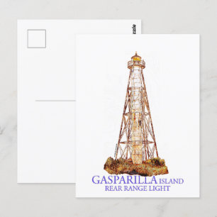 Postal Ilustracion acuático Gasparilla Island Light