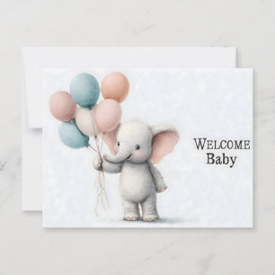 Postal Ilustracion acuático lindo de un elefante bebé