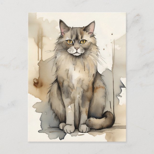Postal Ilustracion acuático Maine Coon (Anverso)