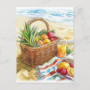 Postal Ilustracion acuático picnic de Summer Beach - Vibr