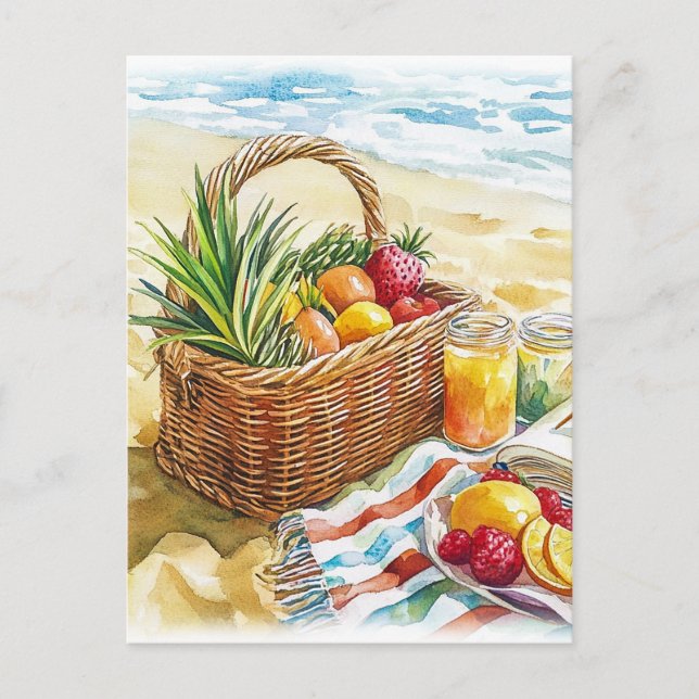 Postal Ilustracion acuático picnic de Summer Beach - Vibr (Anverso)