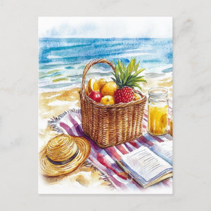 Postal Ilustracion acuático picnic de Summer Beach - Vibr