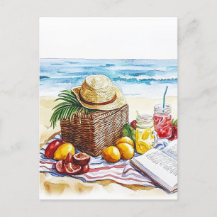 Postal Ilustracion acuático picnic de Summer Beach - Vibr