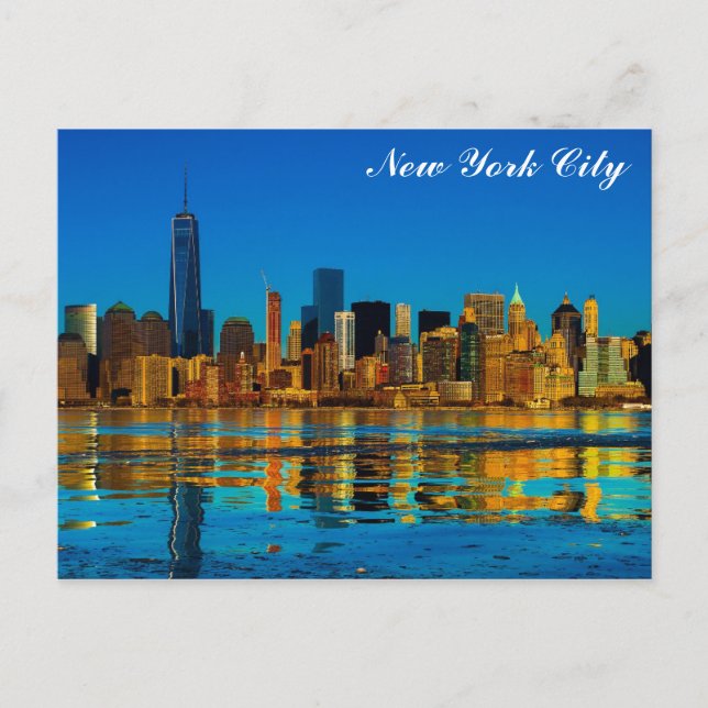 Postal Ilustracion acuático Skyline de Nueva York (Anverso)