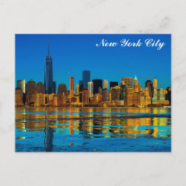 Postal Ilustracion acuático Skyline de Nueva York