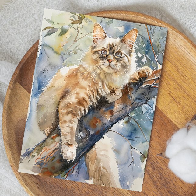 POSTAL ILUSTRACION ADORABLE CAT WATERCOLOR (Subido por el creador)