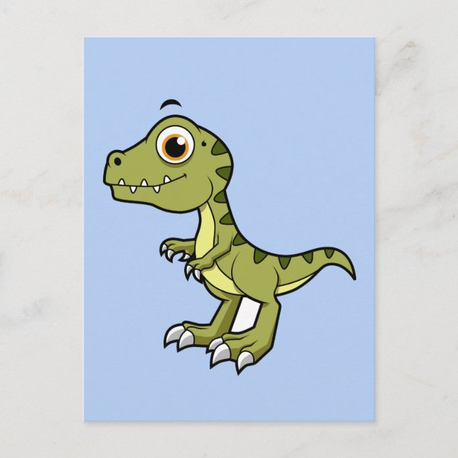 Postal Ilustración adorable de un Tyrannosaurus Rex. (Anverso)