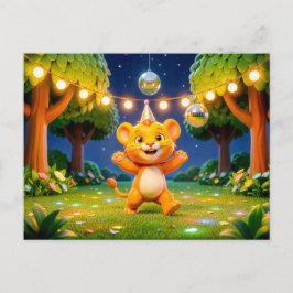 Postal Ilustración adorable del personaje de Leo en 3D