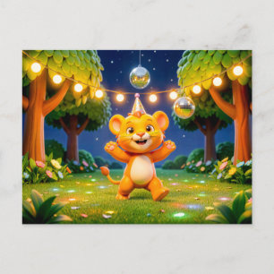 Postal Ilustración adorable del personaje de Leo en 3D
