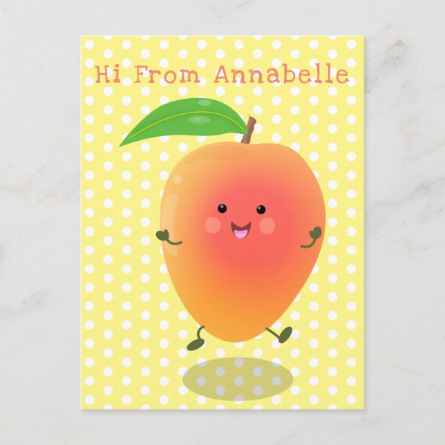 Postal ilustracion alegre mango amarillo personalizado (Anverso)