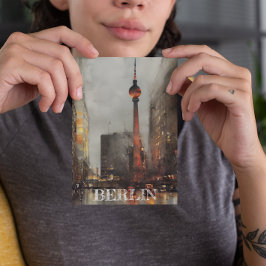 Postal Ilustracion Alexanderplatz de Berlín
