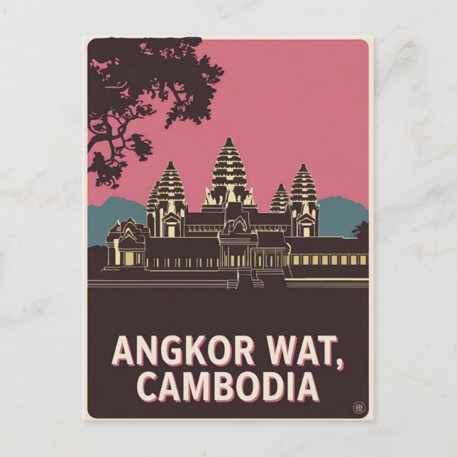 Postal Ilustracion Angkor Wat Camboya (Anverso)