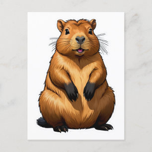 Postal Ilustracion animal Cute Capybara Rodent