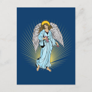 Postal Ilustracion antiguo de un ángel en camisetas, rega