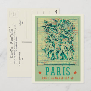 Postal Ilustracion Arco de Triomphe Francia