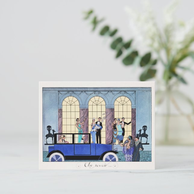 Postal Ilustración Art Déco de Adiós, 1920 (Anverso de pie)