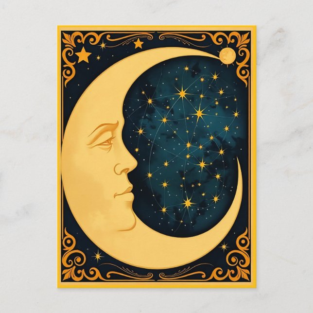 Postal Ilustracion Art Nouveau Moon (Anverso)