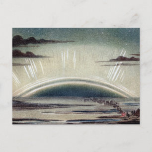 Postal Ilustración Ártica de Luces Polares Antiguas