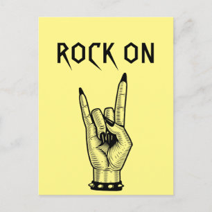 Postal Ilustracion artístico de Rótulo Hand Rocker femeni