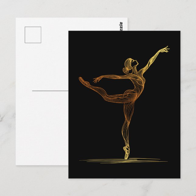 Postal Ilustracion artístico de una bailarina de ballet (Anverso / Reverso)