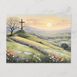 Postal Ilustracion artístico del amanecer de Pascua