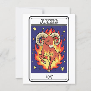 Postal Ilustracion Astrología Aries Zodiac